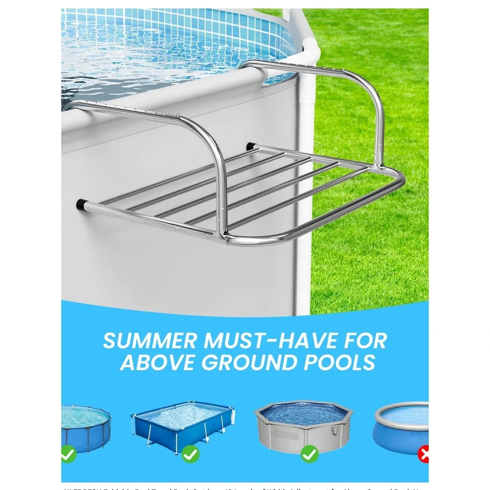 Pool Towel Rack Over The Pool Side Hanger Stainless‎ Steel Organizer